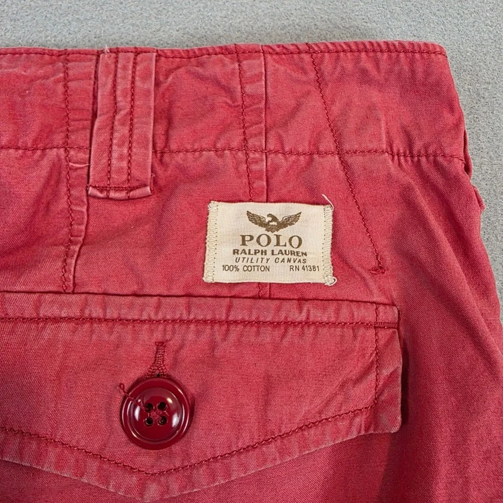 Polo Ralph Lauren Mens Nantucket Red Utility Canvas Cargo Shorts Classic Fit 38